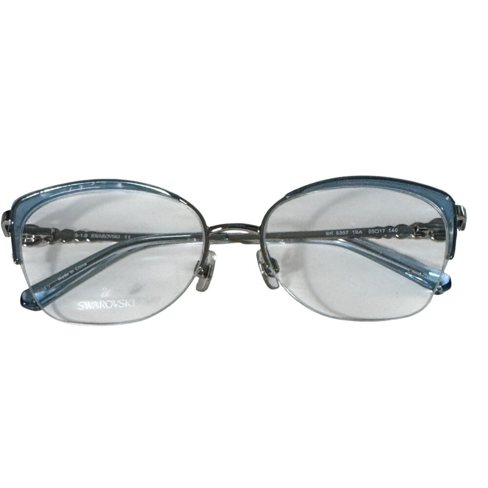 Swarovski SK5307 Eyeglass Frame Only 55-17-140 Blue Metal Semi-Rimless Gemstones - Picture 3 of 14